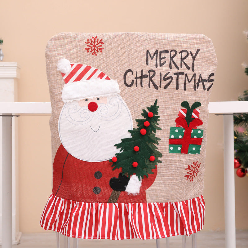 Linen Santa Claus Chair Covers - Creative Christmas Tree Chair Set Decorations