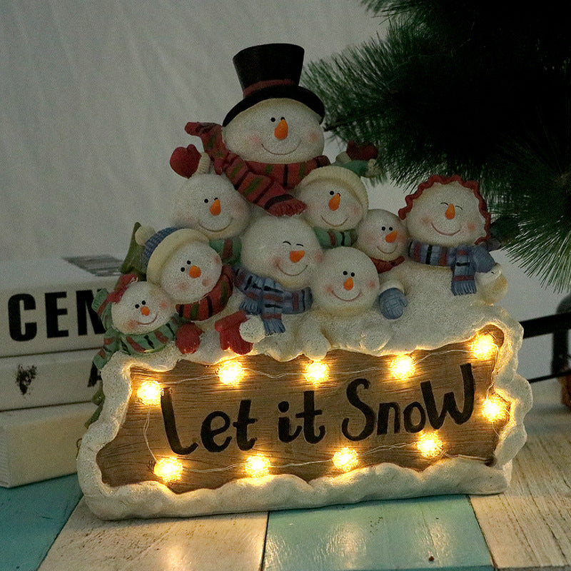 Cute Snowman Figurines with Ambient Lights - Christmas Party Decorations & Gifts