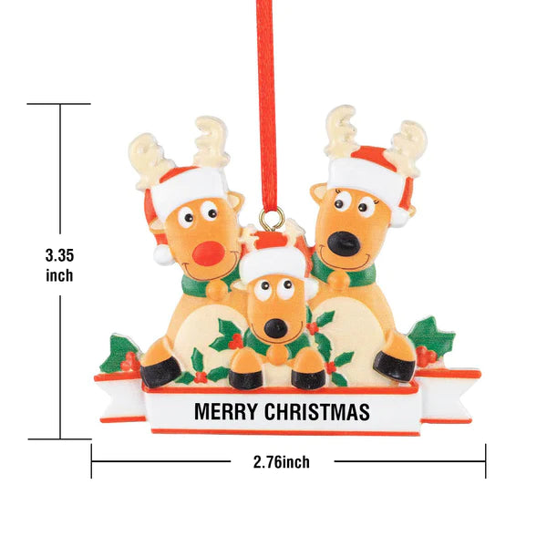 Custom Name Reindeer Family Ornament - Personalized Christmas Decoration & Gifts