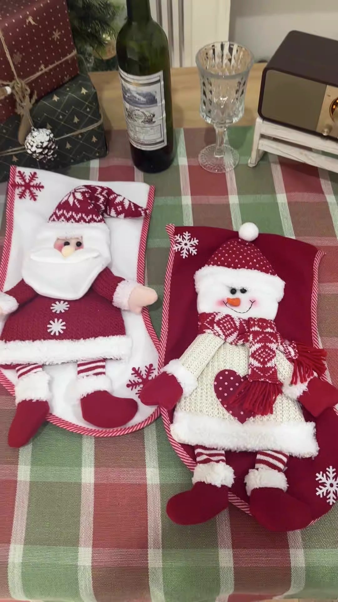 Nordic Premium Christmas Socks - Elderly & Snowman Gift Bags Decorations