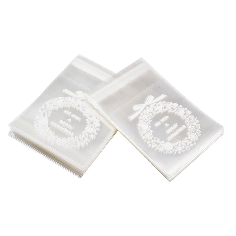 100PCS Cookie Gift Bags – Christmas Santa Claus & Snowman Candy Packaging for Party & Wedding