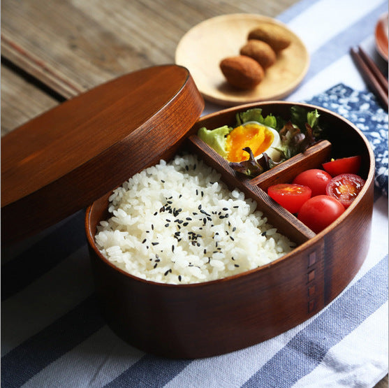 Japanese Creative Wooden Lunch Box – Divided Student Bento, Dried Fruit & Sushi Box