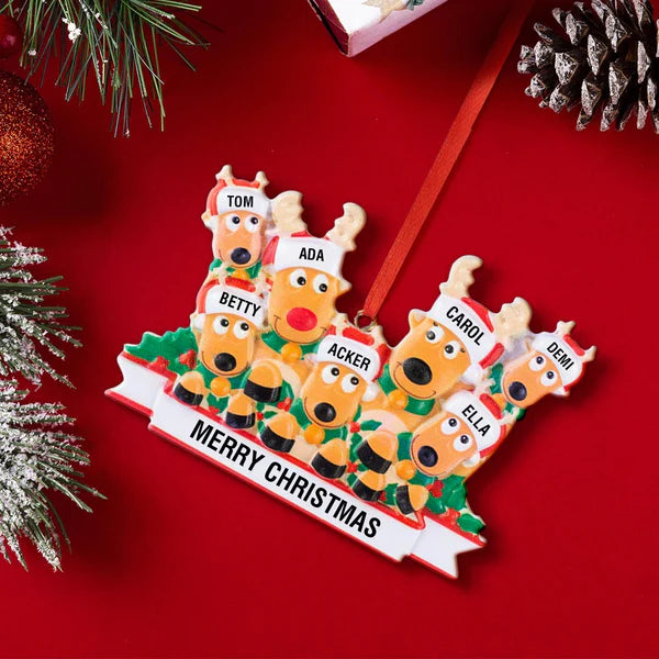 Custom Name Reindeer Family Ornament - Personalized Christmas Decoration & Gifts