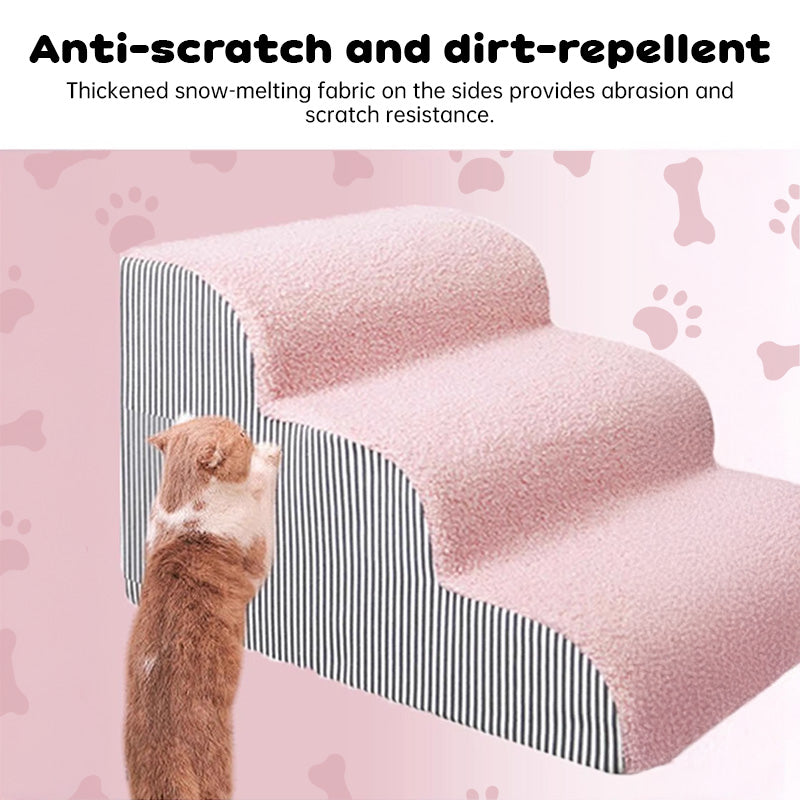 2/3/4-Step Pet Stairs Ramp Washable Non-Slip Memory Foam for Dogs & Cats
