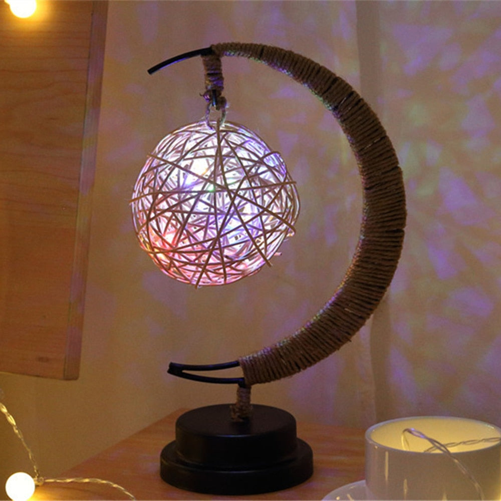 LED Star, Moon & Apple Fairy Lights - Hemp Rope Night Lamp & Christmas Gifts