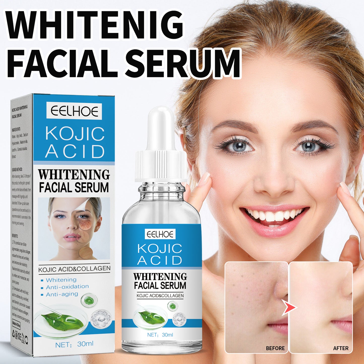 EELHOE Kojic Acid Whitening Facial Essence – Moisturizing & Spot Care
