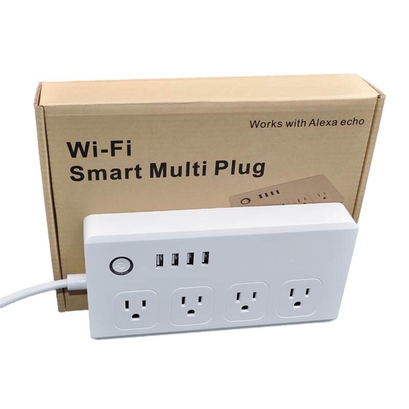 Smart Power Strip WiFi Extension Cord with 4 USB Ports & 4 Individually Controlled AC Plugs – Tuya App Compatible