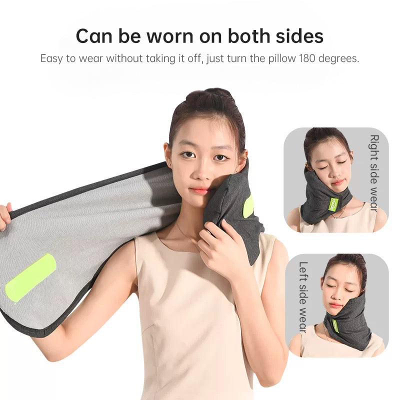 Memory Foam Travel Pillow Neck Support Cushion with Washable Cover for Plane, Train & Car