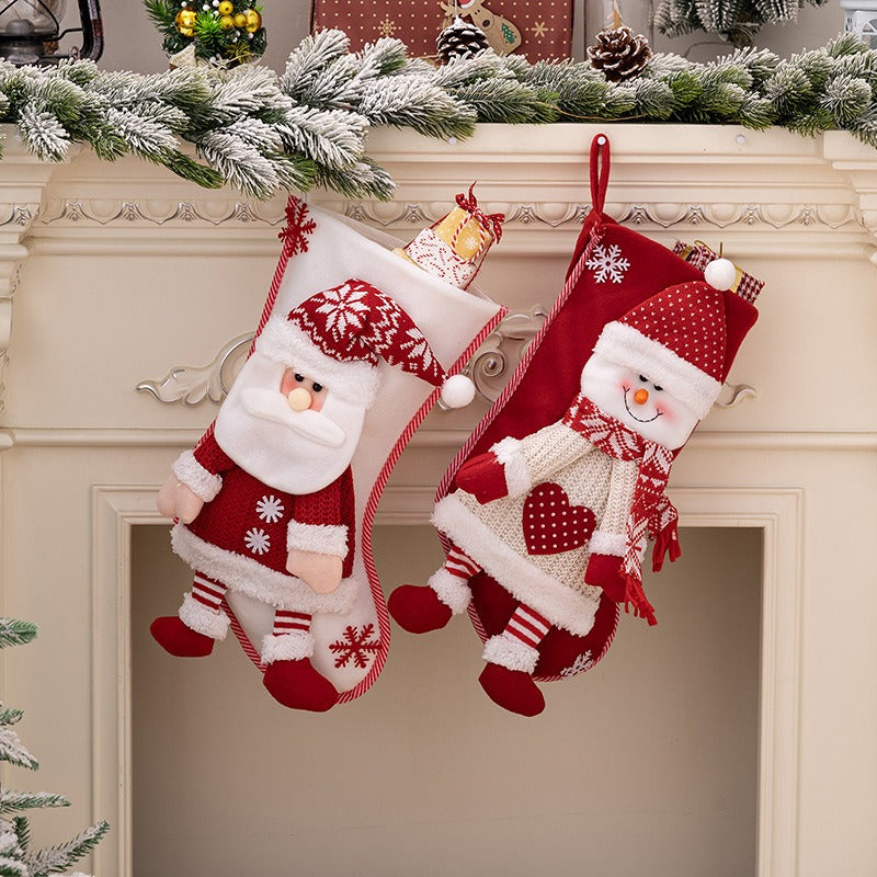 Nordic Premium Christmas Socks - Elderly & Snowman Gift Bags Decorations