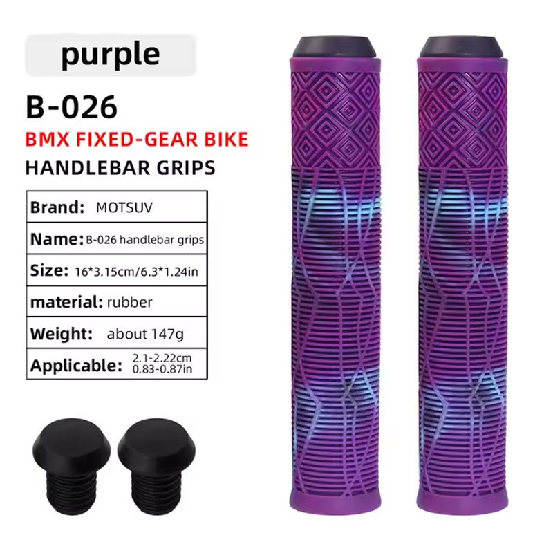 165MM soft rubber bike handlebar grips with colorful plugs for bikes, scooters, and MTB