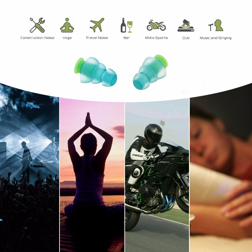 1 Pair Silicone Ear Plugs for Sleeping – Noise Reduction Earplug with Reusable Music Filter for Concerts, DJs & Motorcycles