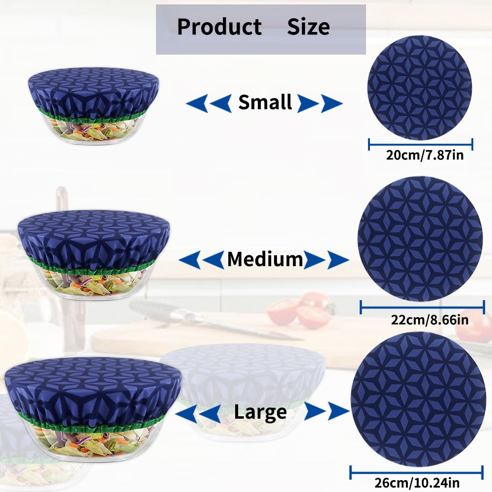 Bowl Covers Set – 3 Reusable Elastic Fabric Food Storage Lids