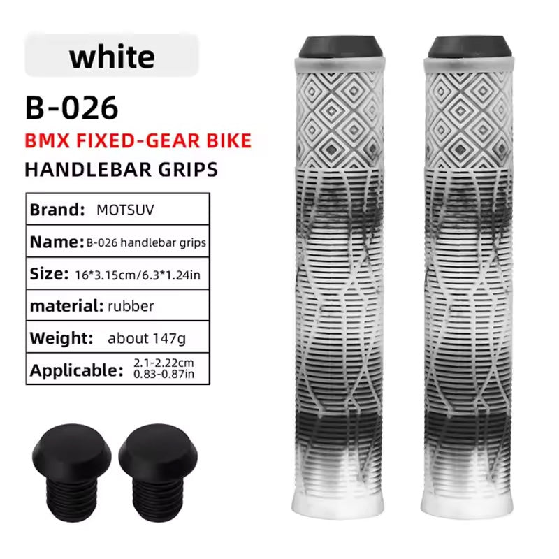 165MM Bike Handlebar Grips – Soft Rubber with Colored Plugs for Bikes, Scooters & MTB