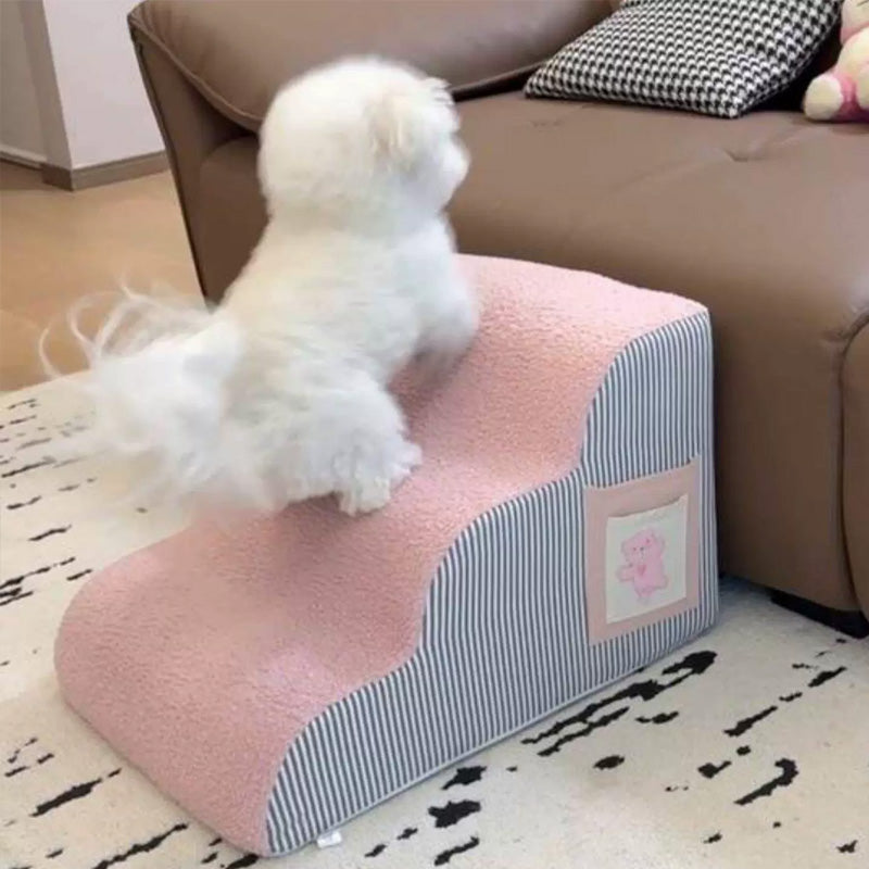 2/3/4-Step Pet Stairs Ramp Washable Non-Slip Memory Foam for Dogs & Cats