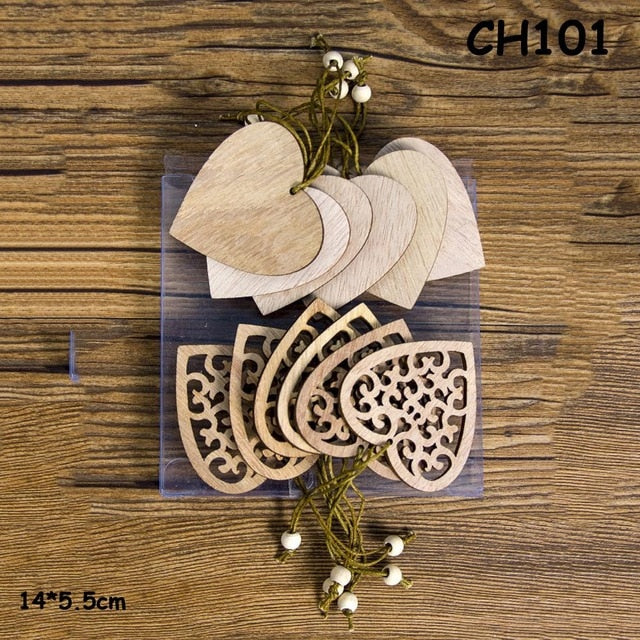12PCS Wooden Christmas Pendants - Creative Tree Ornaments & Hanging Decorations
