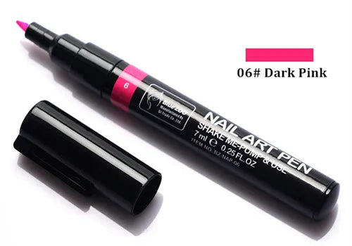 1PC Beauty 16 Colors Two-Way Acrylic Paint Pen – DIY Gel Polish Drawing Tool & Manicure Nail Art Accessory