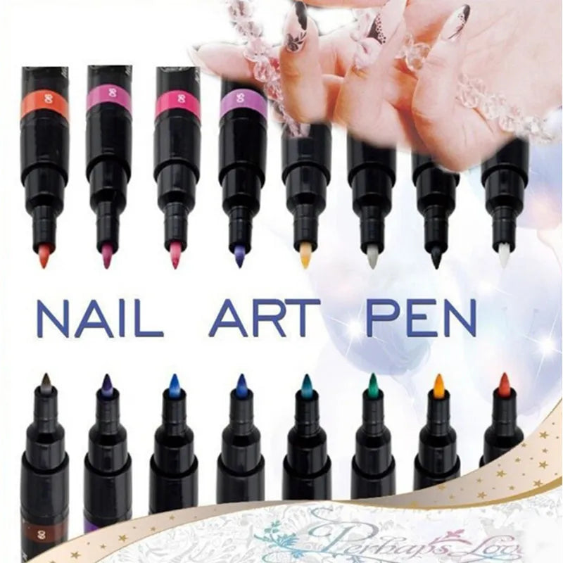 1PC Beauty 16 Colors Two-Way Acrylic Paint Pen – DIY Gel Polish Drawing Tool & Manicure Nail Art Accessory