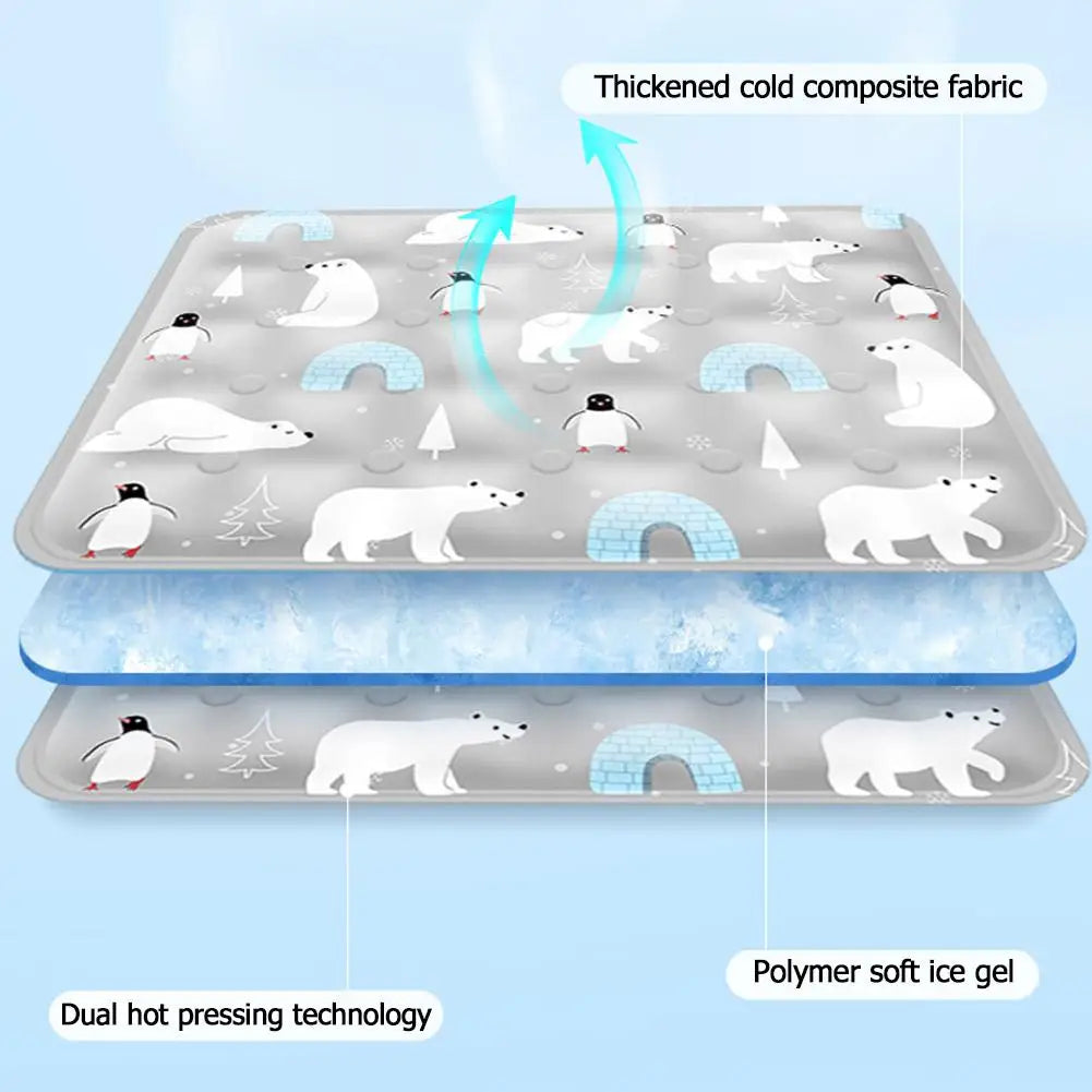 Summer Pet Cooling Pad – Ice Crystal Gel Cool Bed for Cats & Dogs