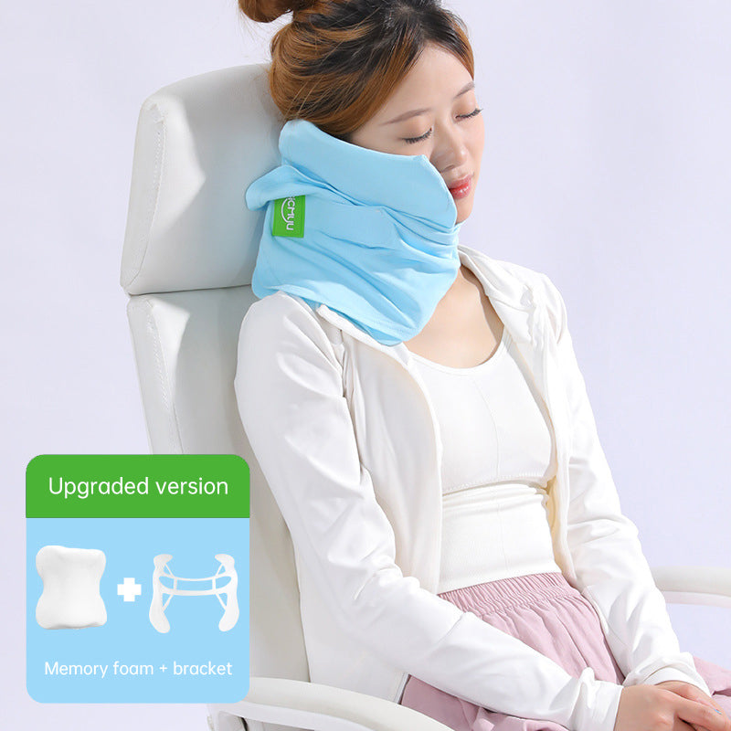Memory Foam Travel Pillow Neck Support Cushion with Washable Cover for Plane, Train & Car