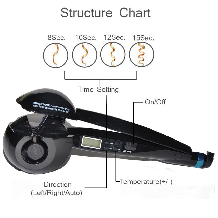 LCD Screen Automatic Hair Curler – Ceramic Wave Curling Iron Magic Hair Styler