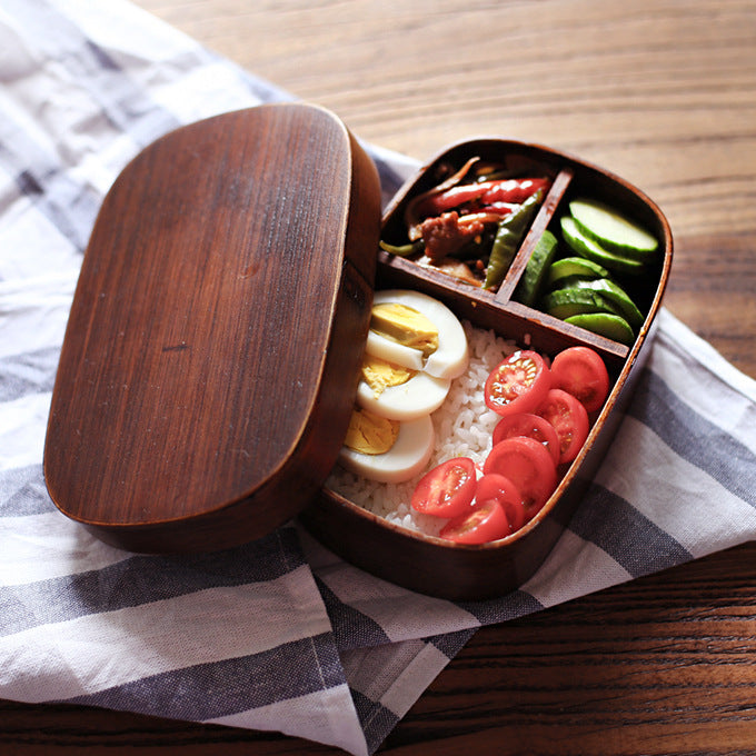 Japanese Creative Wooden Lunch Box – Divided Student Bento, Dried Fruit & Sushi Box