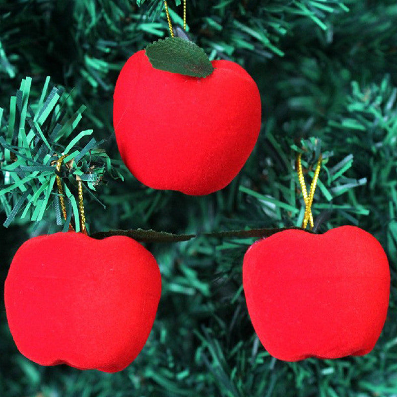 12PCS Red Apple Pendants - Christmas Tree Decorations & Gift Wrapping Ornaments
