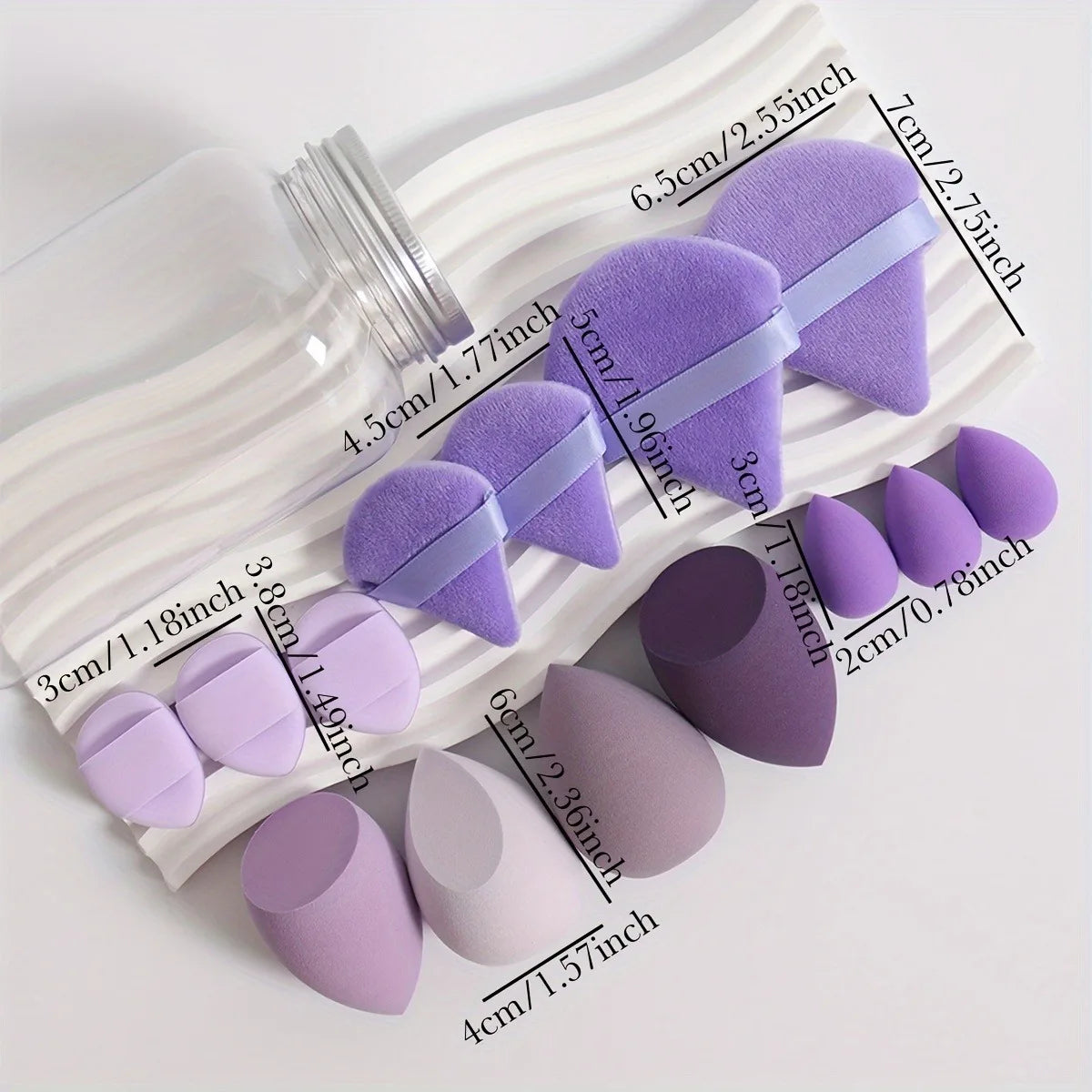 14 Pcs Makeup Sponge & Puff Set – Triangle Blenders for Foundation & Powder (Purple, Pink, Black)
