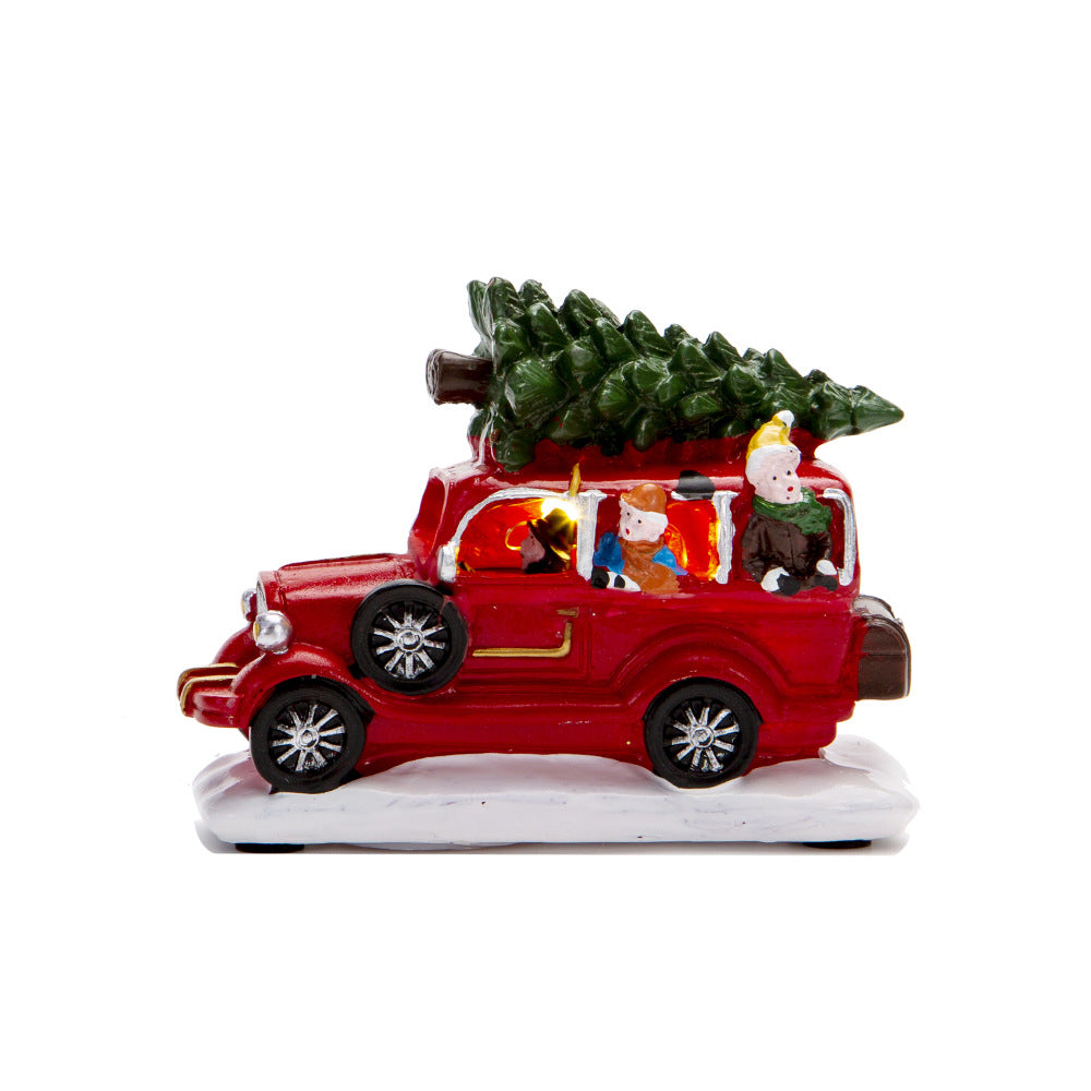 Luminous Christmas Truck with Lights - Resin Ornaments & Festive Gifts