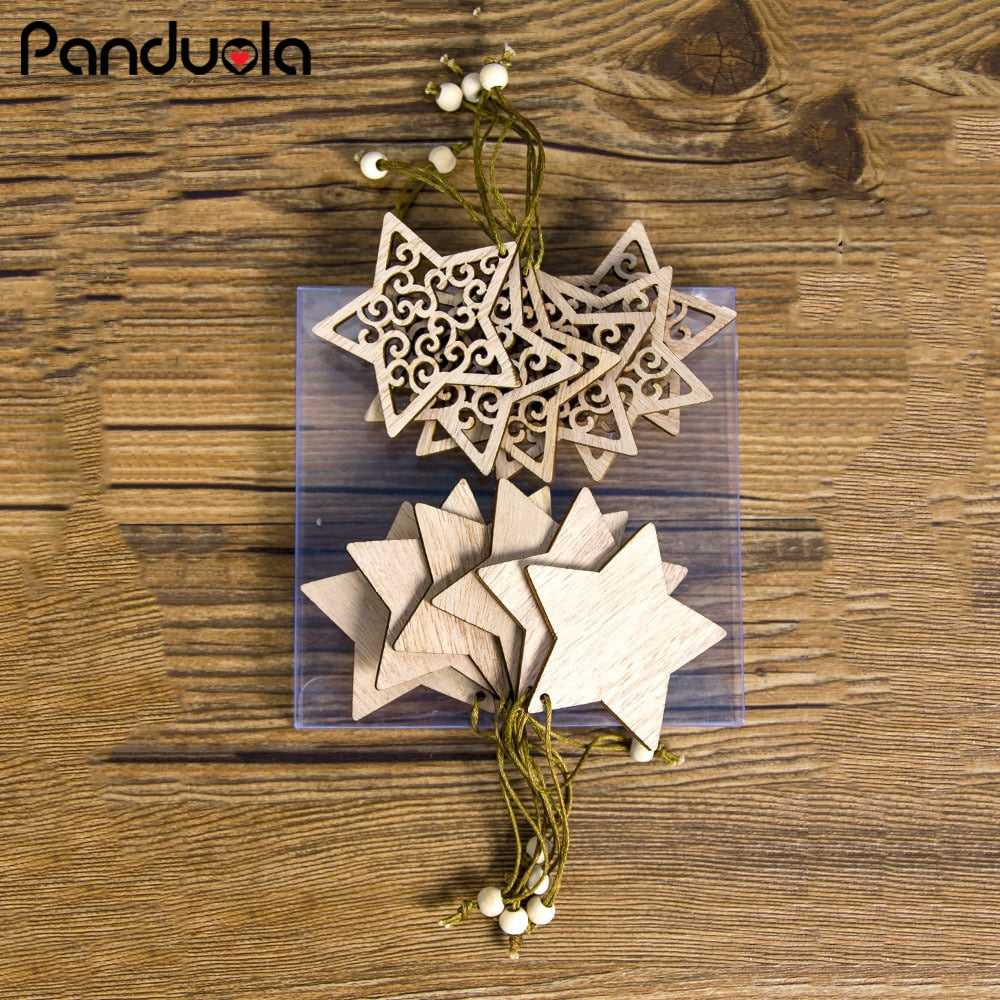 12PCS Wooden Christmas Pendants - Creative Tree Ornaments & Hanging Decorations
