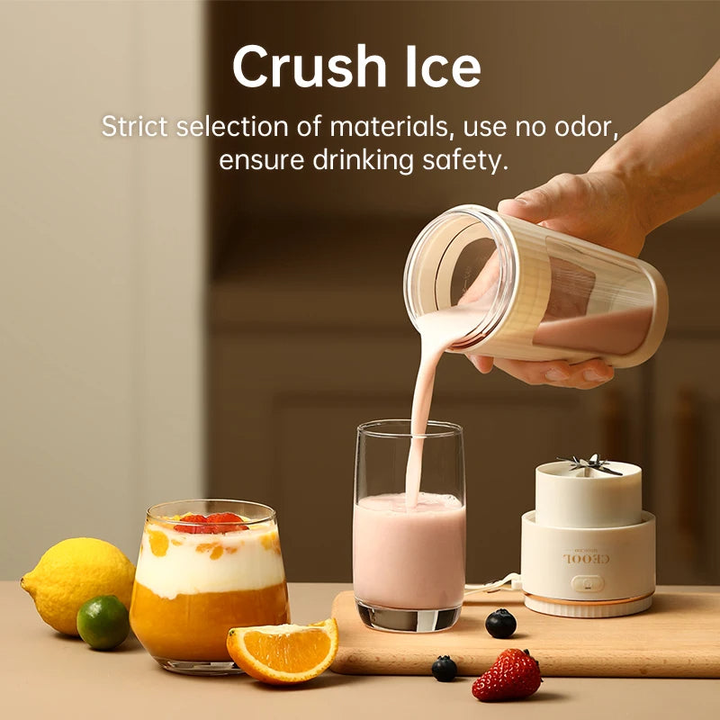 340ML Portable Juicer – Wireless Electric Blender with Straw for Juice, Milkshake, Ice Cubes & Smoothies