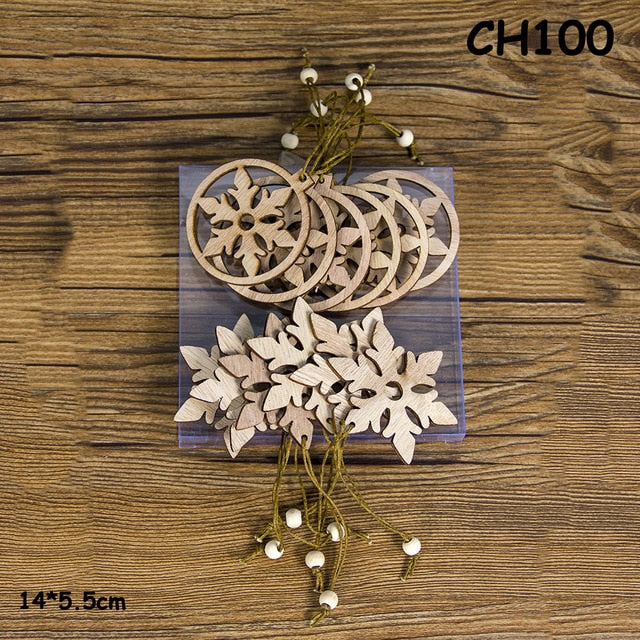 12PCS Wooden Christmas Pendants - Creative Tree Ornaments & Hanging Decorations