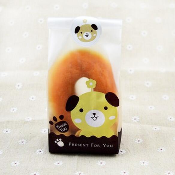 50PCS APRICOT Cat & Dog Pattern Frosted Cookie Bags – Wedding Gift & Candy Packaging