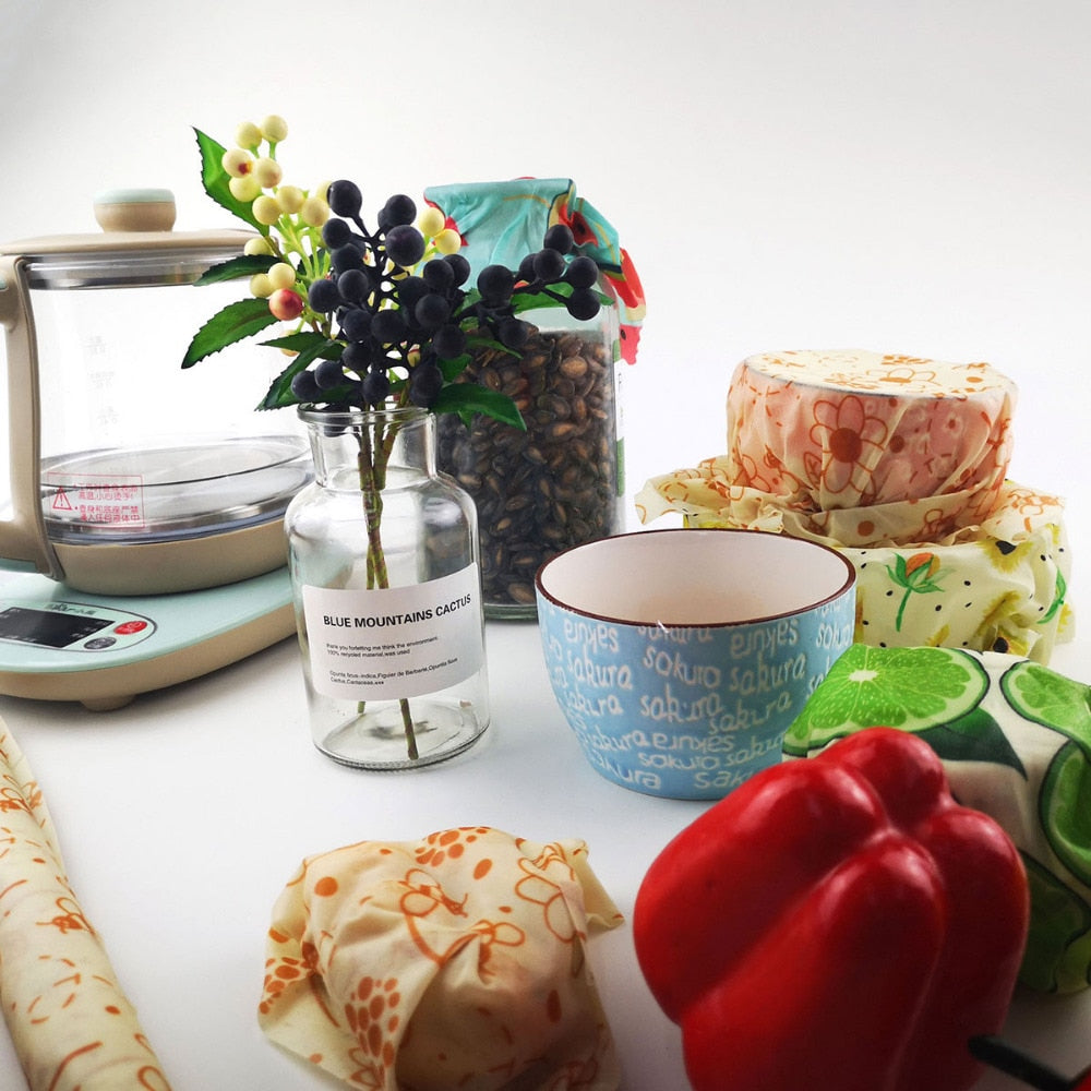 Reusable Food Wrap – Silicone Stretch Lid & Beeswax Cloth