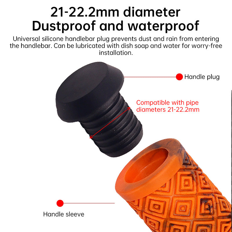 165MM Bike Handlebar Grips – Soft Rubber with Colored Plugs for Bikes, Scooters & MTB