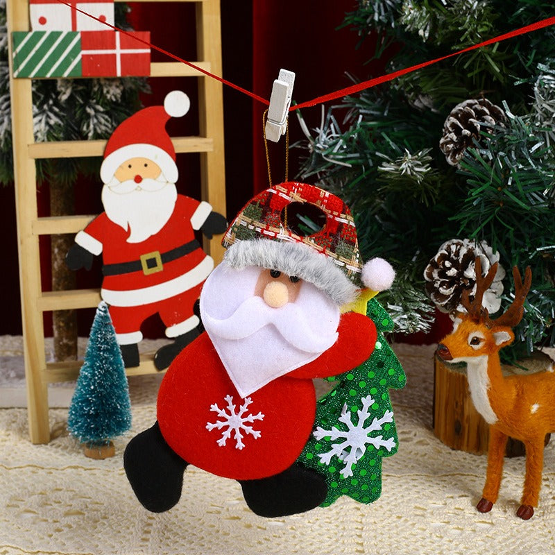 Velvet Christmas Tree Hugging Figurines - Fabric Ornaments & Hanging Gifts