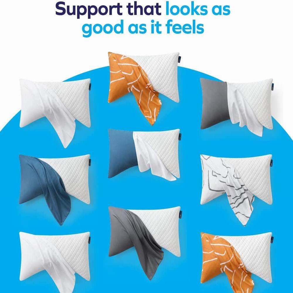 Shredded Memory Foam Bed Pillow with Washable Removable Bamboo Cooling Cover