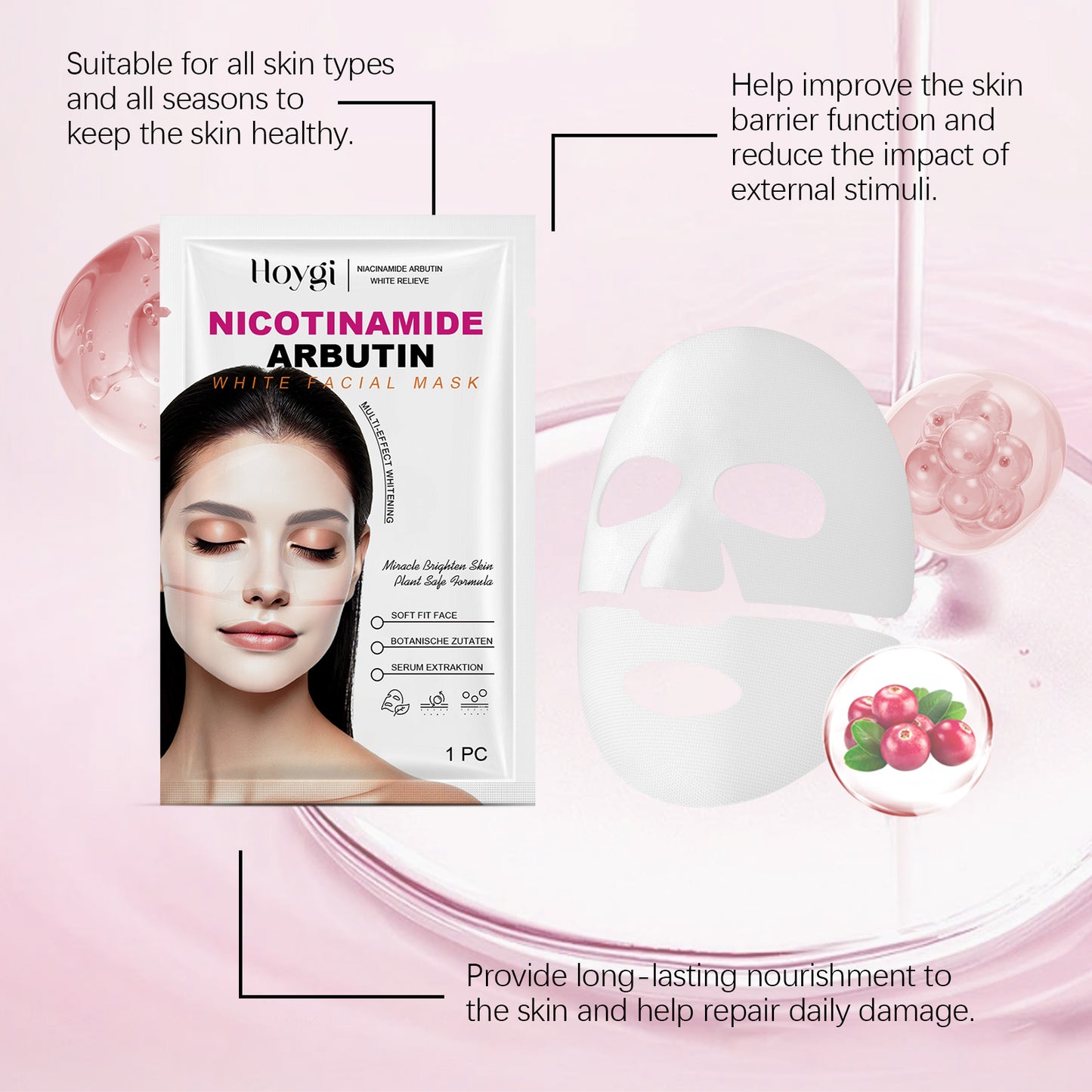 Hoygi Nicotinamide Arbutin Moisturizing Mask – Nourishing Facial Essence