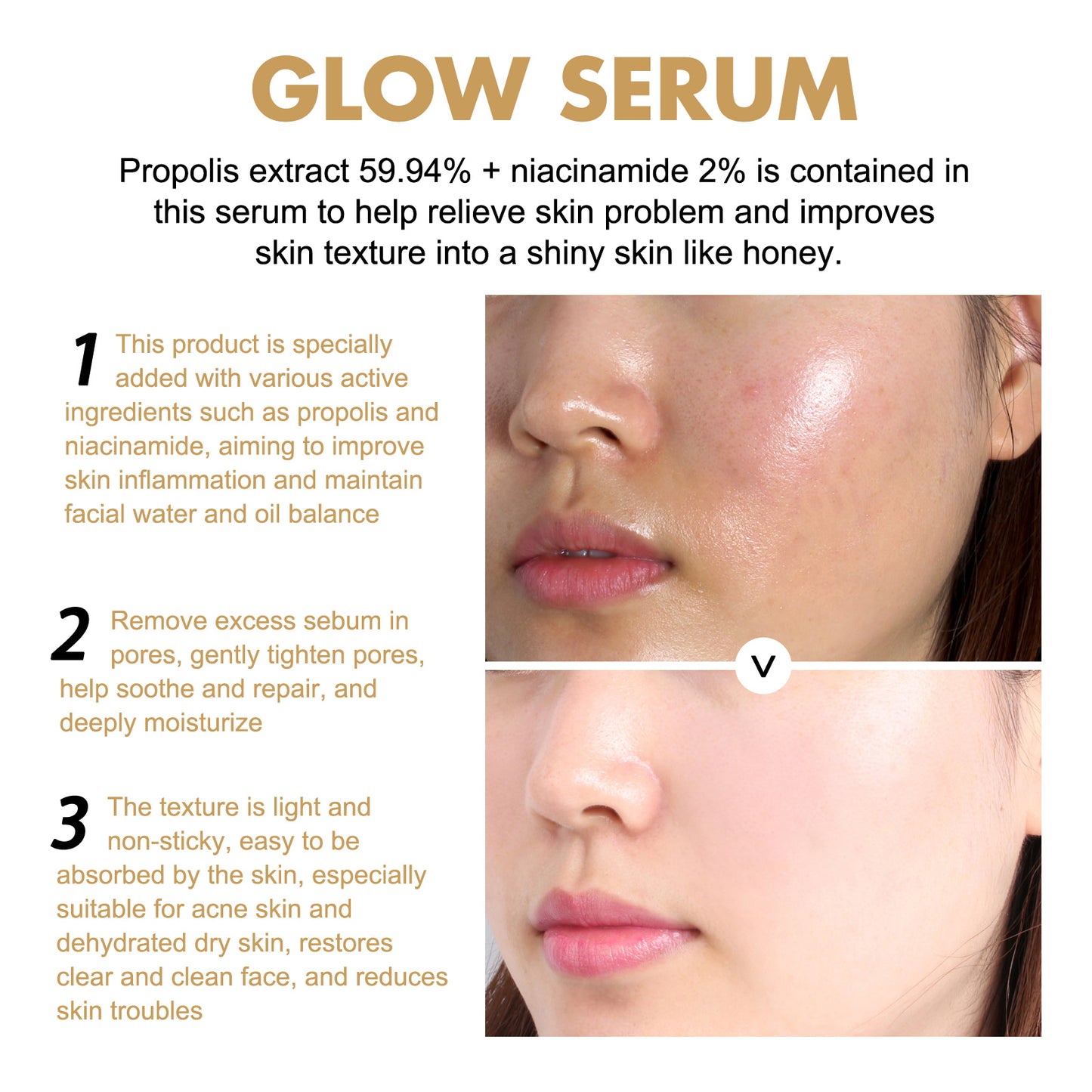 EELHOE Propolis Nicotinamide Photosensitive Essence – Moisturizing & Whitening Facial Care