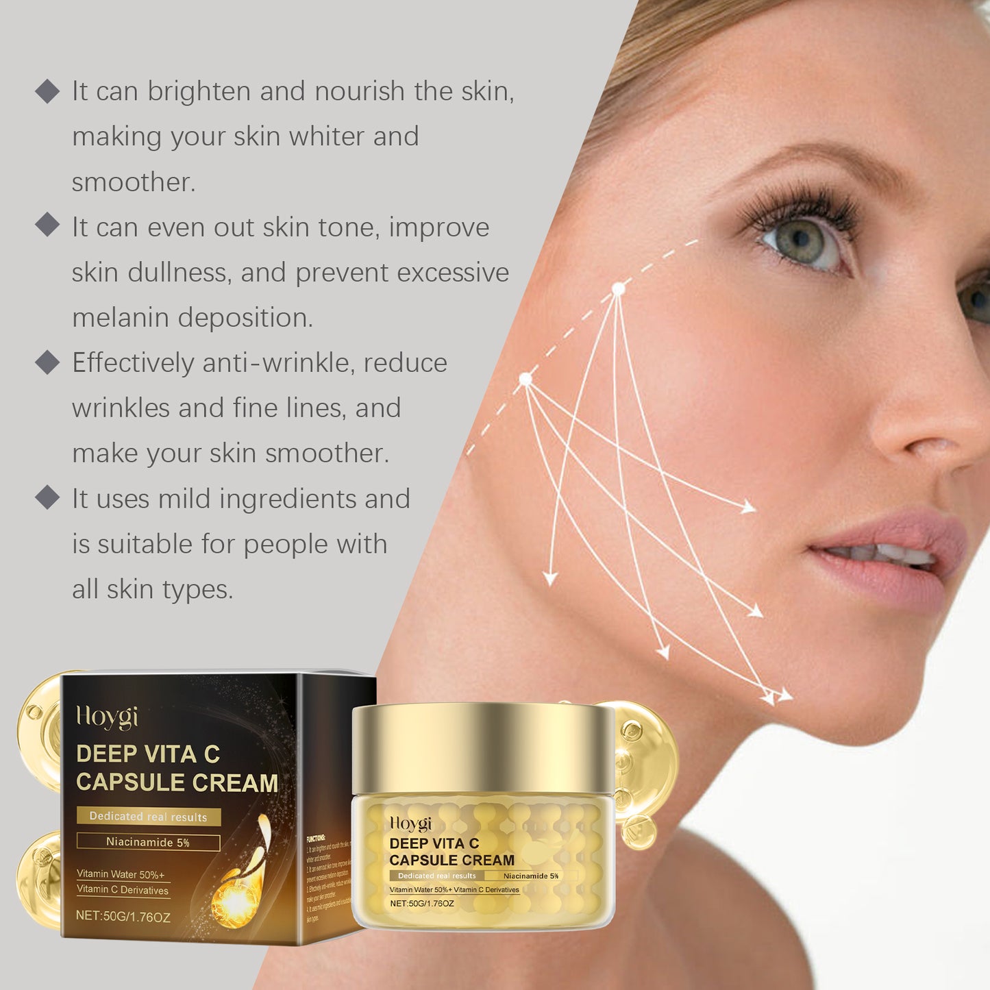 Hoygi Vitamin C Facial Moisturizer – Gentle Hydrating & Smoothing Cream