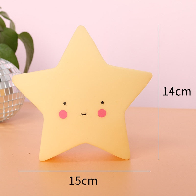Creative Vinyl Star Night Lights - Cartoon Children’s Room Décor & Christmas Gifts
