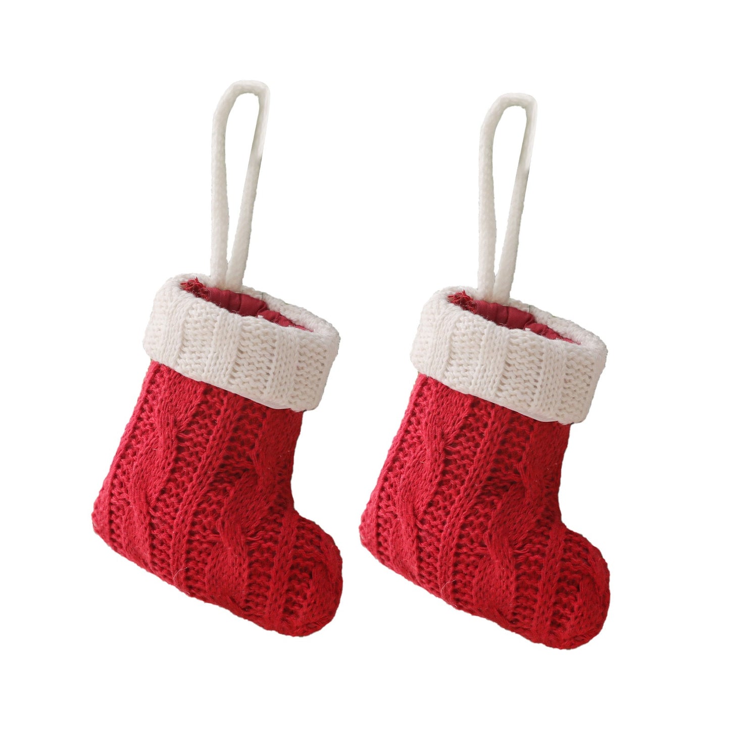 Mini Knitted Christmas Socks - Tableware Knife & Fork Holder Set Decorations