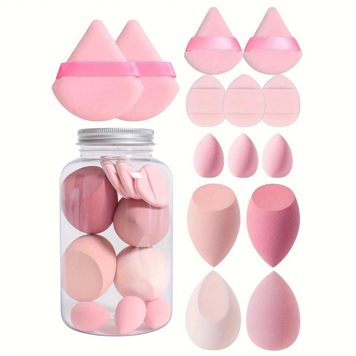 14 Pcs Makeup Sponge & Puff Set – Triangle Blenders for Foundation & Powder (Purple, Pink, Black)