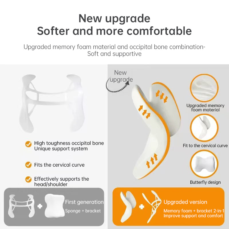 Memory Foam Travel Pillow Neck Support Cushion with Washable Cover for Plane, Train & Car