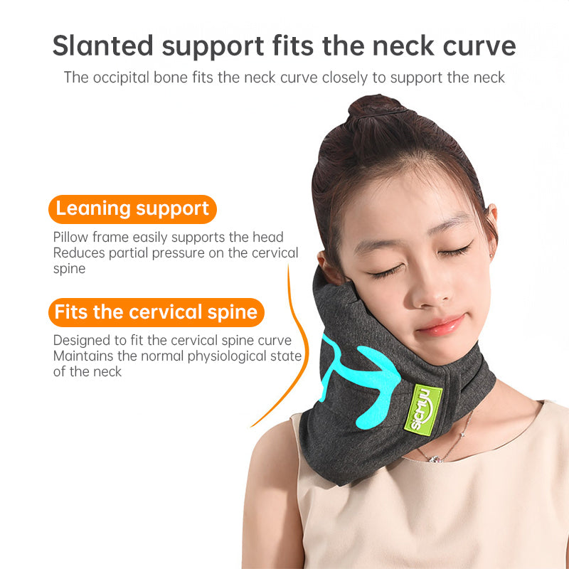 Memory Foam Travel Pillow Neck Support Cushion with Washable Cover for Plane, Train & Car