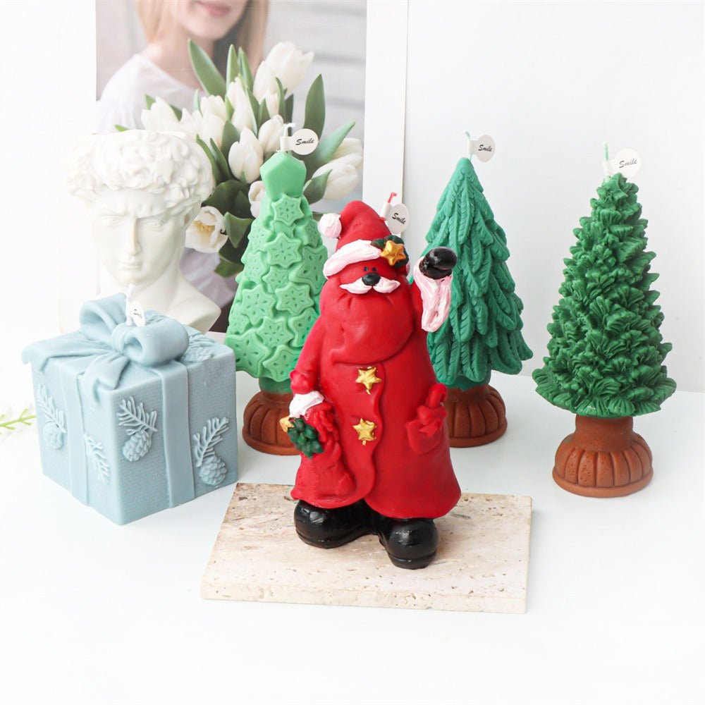 3D Christmas Tree Candle Mold - Aromatherapy Ornaments & Santa Gift Box Décor