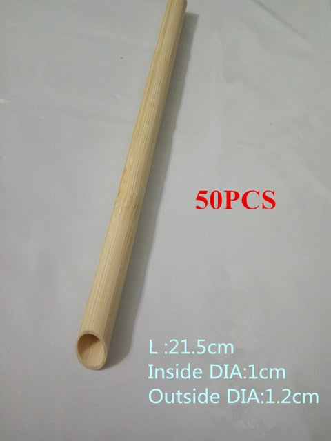 100PCS Eco-Friendly Reusable Bamboo Straws – 21.5cm Carbonized Drinking Straws