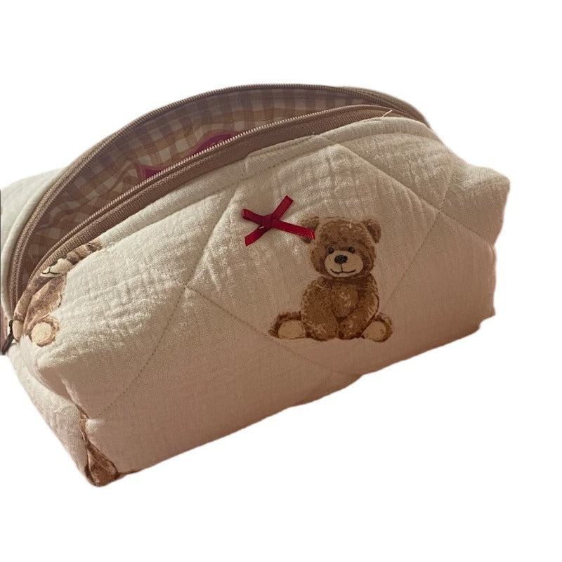 Cute Teddy Bear Makeup Bag – Large Capacity Travel Pouch