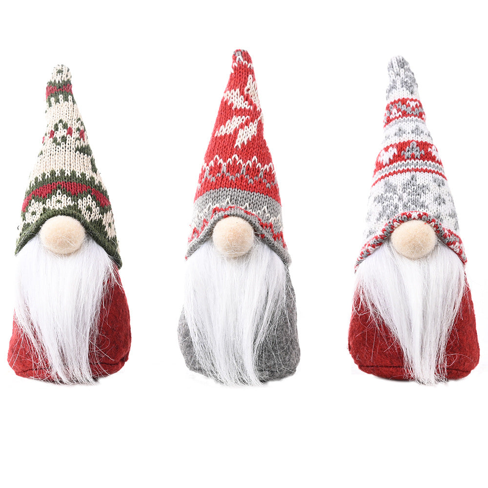 Snowflake Knitted Hat Faceless Doll - Forest Elderly Christmas Decorations