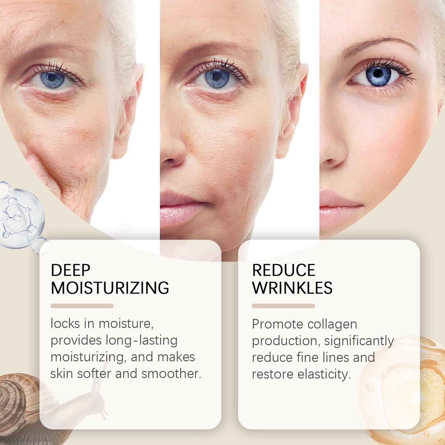 Huyết thanh ốc sên Hoygi dưỡng ẩm, cấp nước, làm sáng, mịn màng và làm dịu da thô ráp.