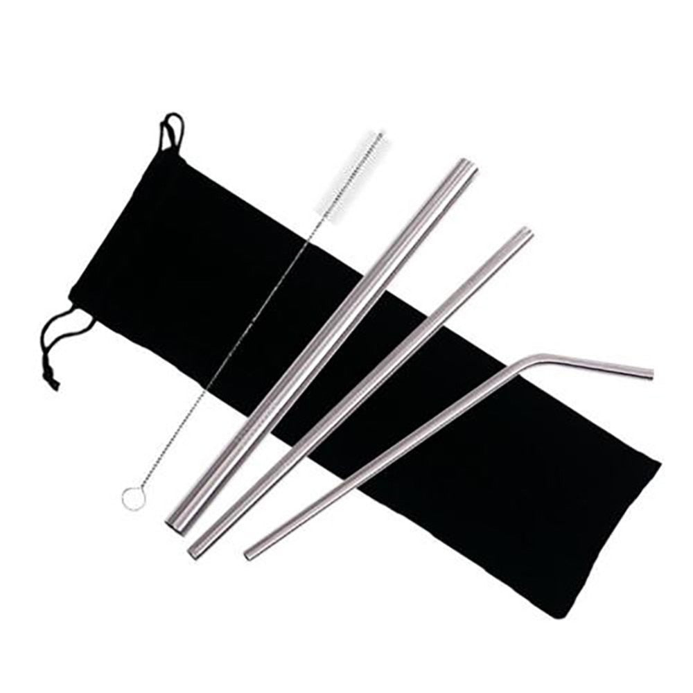 4PCS Eco-Friendly Reusable Straws – 304 Stainless Steel Drinking Straw Set with Brush & Bag